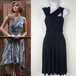 Plenty by Tracy Reese Grecian Draped Bodice Midi Dress Fit & Flare Black Size M